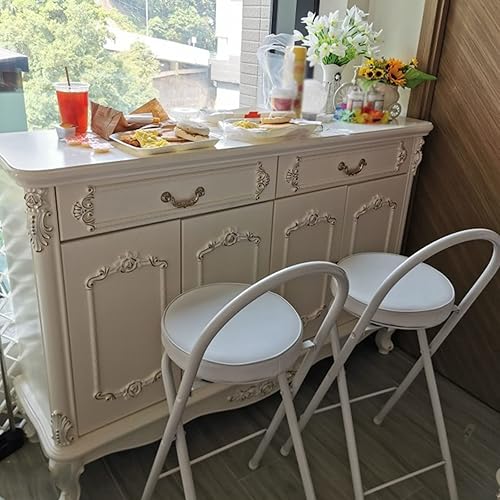 Miniatura 12 de Taburete de bar plegable de 26 pulgadas/28 pulgadas/30 pulgadas, taburete de cocina plegable con parte trasera, taburete plegable portátil de barra