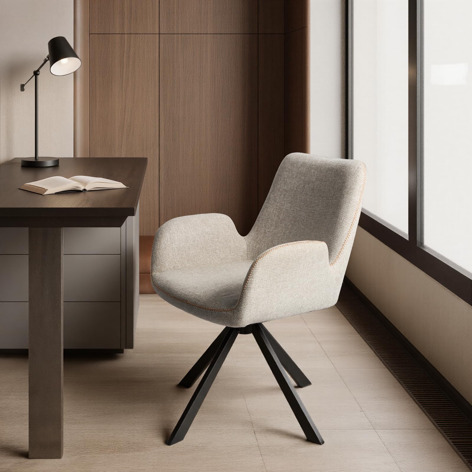 Drehbare Esszimmerstühle 2er Set mit Armlehnen – 360° ergonomische und Bequeme Stühle mit breiter Sitzfläche – Für Esszimmer, Wohnzimmer oder Büro