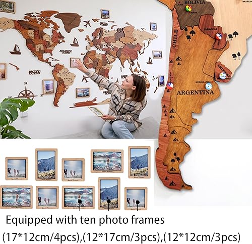 Miniatura 5 de Pared de madera LED 3D + mapa acrílico del mundo, tamaño extra grande 597998118 pulgadas, decoración de pared 3D, decoración artística moderna para
