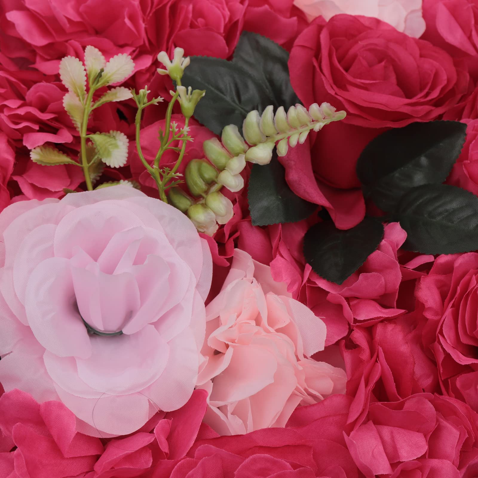Blumenwand Wandpaneel 12 Stück Blumen Pflanze künstliche Blumenkulisse Rose Panel für DIY Hochzeit Party 60 * 40cm (Rosarot)