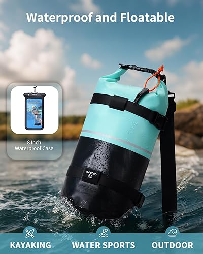 Miniatura 3 de ECOHUB Bolsa seca impermeable para mujeres y hombres, 5L10L20L Roll Top Bolsa de almacenamiento ligera en seco Mochila para viajes, kayak,
