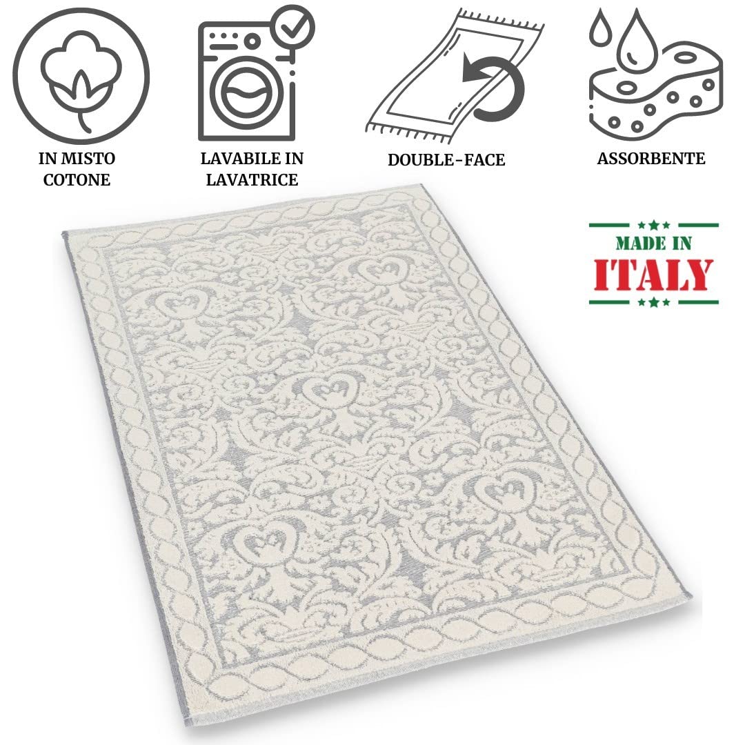 Casatessile Tapis de Bain éponge Coton Rebecca Tapis de Douche Long, Moyen ou de Douche - Tortora, 60x180 cm.