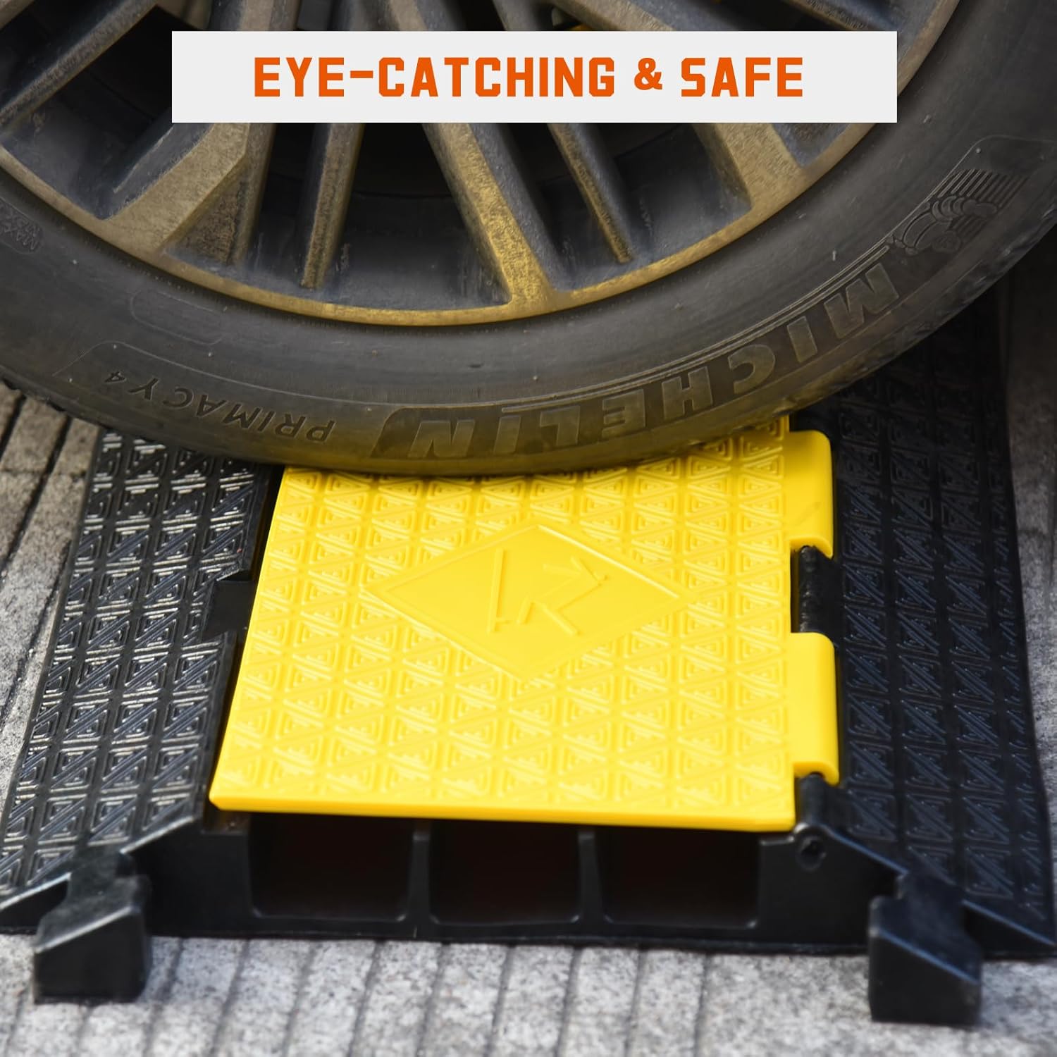 2PACK 3 Channel Cable Protector Ramp, Heavy Duty Rubber Driveway Cord Cover, Anti-Slip Wire Protector for Cables & Hoses, Indoor/Outdoor Safety Cover for Warehouse Garage