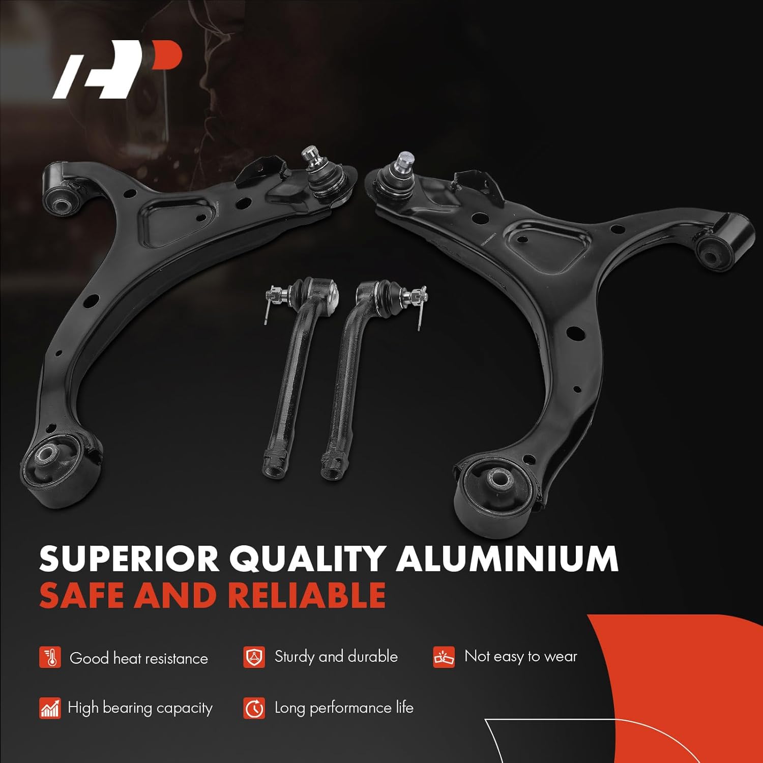 A-Premium Set of 6, Lower Control Arm, Sway Bar link, Outer Tie Rod End, Compatible with Hyundai Santa Fe 2007 2008 2009