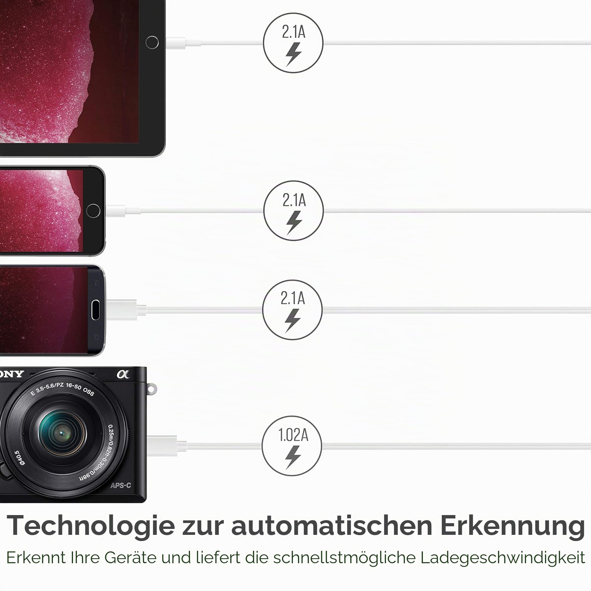 SABRENT USB Ladegerät, 60Watt 10ports USB-Schnellladegerät Ladestation Mehrfach, mit Netzteil, Ladestation für MacBook, USB-C Laptops, Nexus, iPhone, Samsung Galaxy (AX-TPCS)