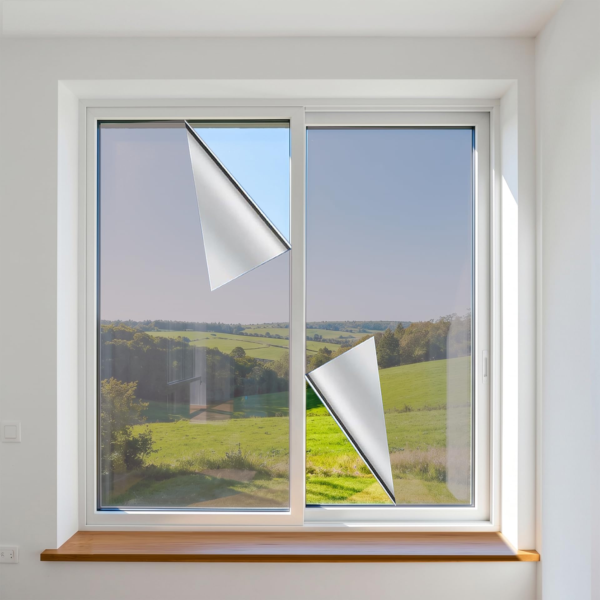 Vinilo Espejo para Ventanas 60 x 142 cm Vinilo Ventana Deorativos Adhesiva Anti UV Anti Calor Protector de Privacidad Protege del Sol para Dormitorio Baño, Gris