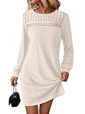 Womens Long Sleeve Dresses Casual Fall Sweater Dress Work Winter Fashion 2025 Crew Neck Lace Mini Dressy Sexy Clothes