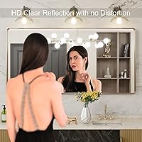 Vista 195 de LOAAO - Espejo de baño con marco de metal negro de 28x36 pulgadas para pared, espejo de tocador de baño negro mate estilo granja, antióxido, se