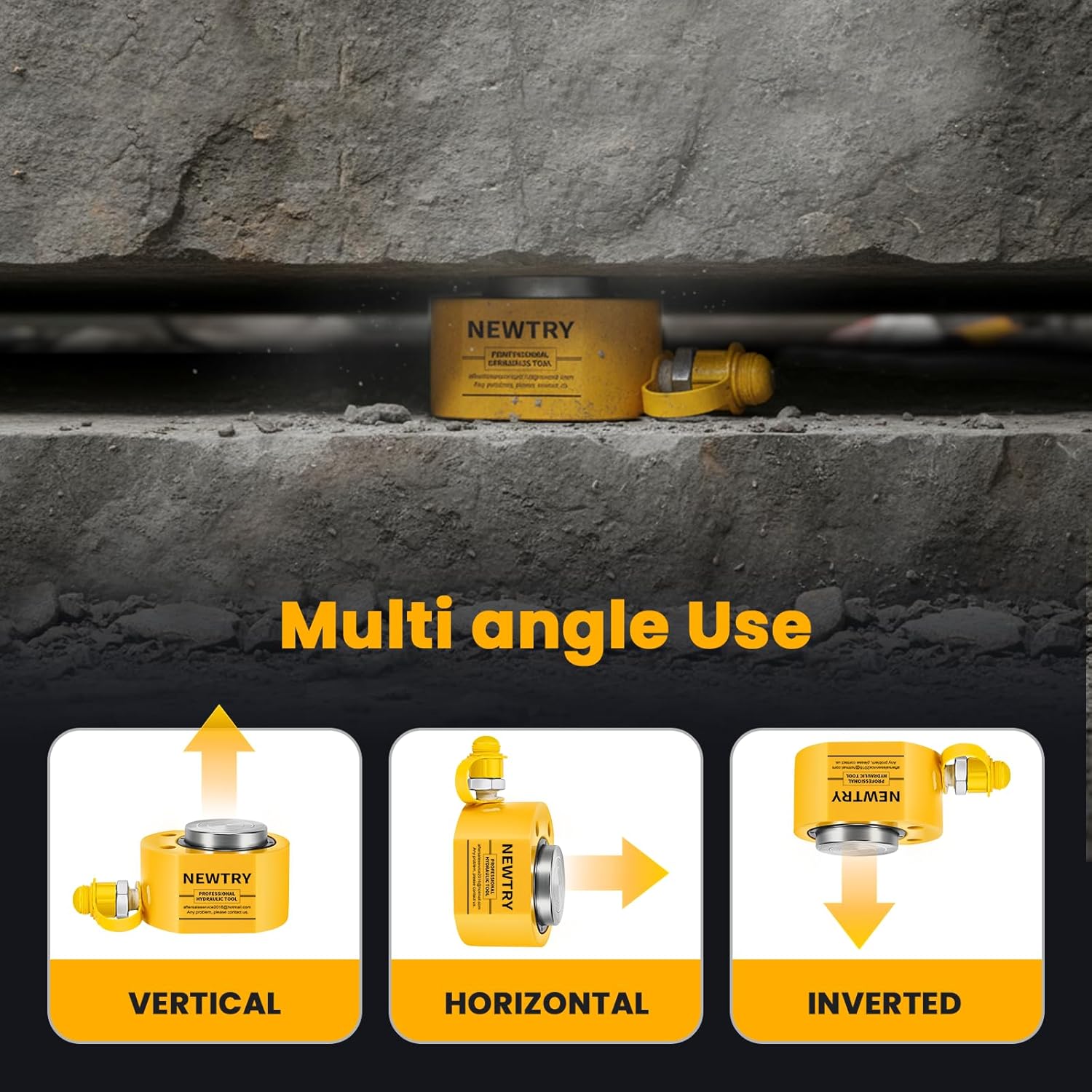 NEWTRY 5T Low Profile Hydraulic Jack Porta Power Kit + CP-180 Manual Hydraulic Hand Pump, Industrial Mini Hydraulic Cylinder, Stroke 0.24”