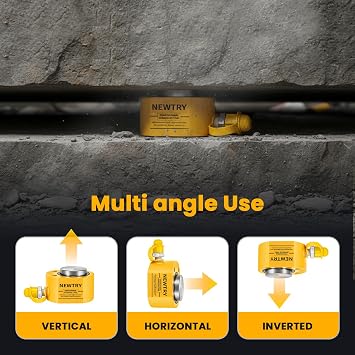 NEWTRY 5T Low Profile Hydraulic Jack Porta Power Kit + CP-180 Manual Hydraulic Hand Pump, Industrial Mini Hydraulic Cylinder, Stroke 0.24