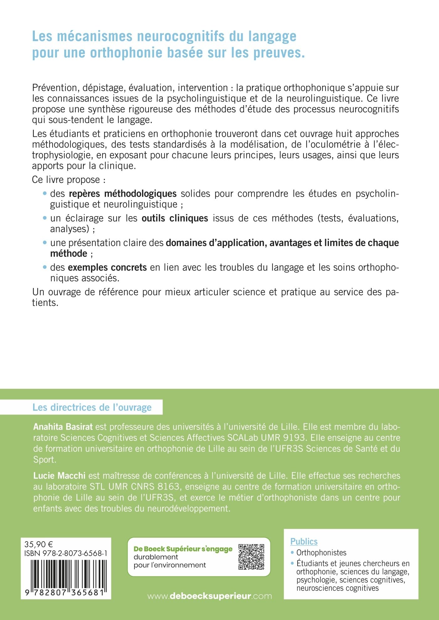 Méthodes en psycholinguistique et neurolinguistique: Pour étudiants et praticiens en orthophonie