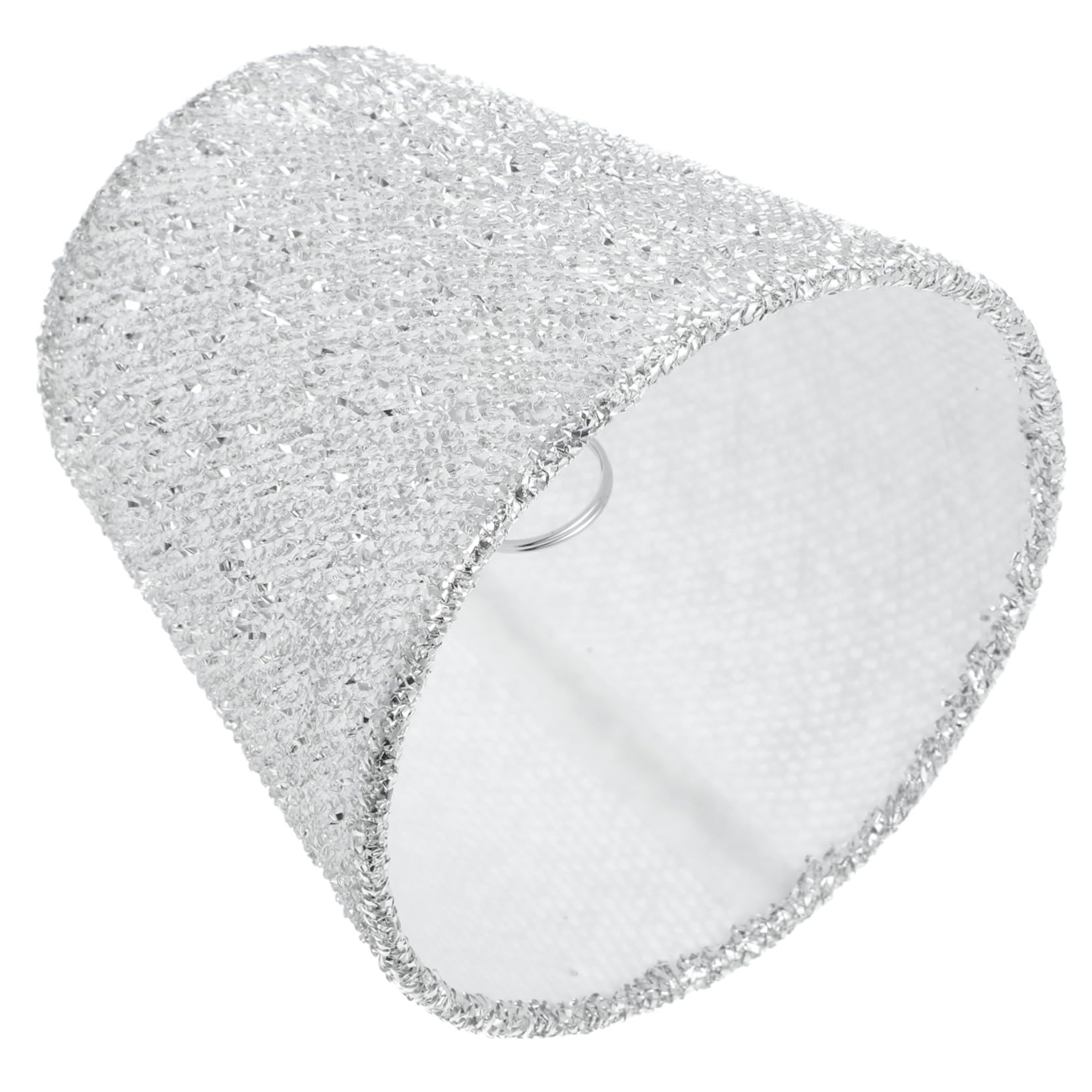 Mikikit Abat-jour en Tissu Argenté pour Lampe de Table E14, Résistant à L'usure, Crée une Ambiance Chaleureuse, pour Salon et Bureau