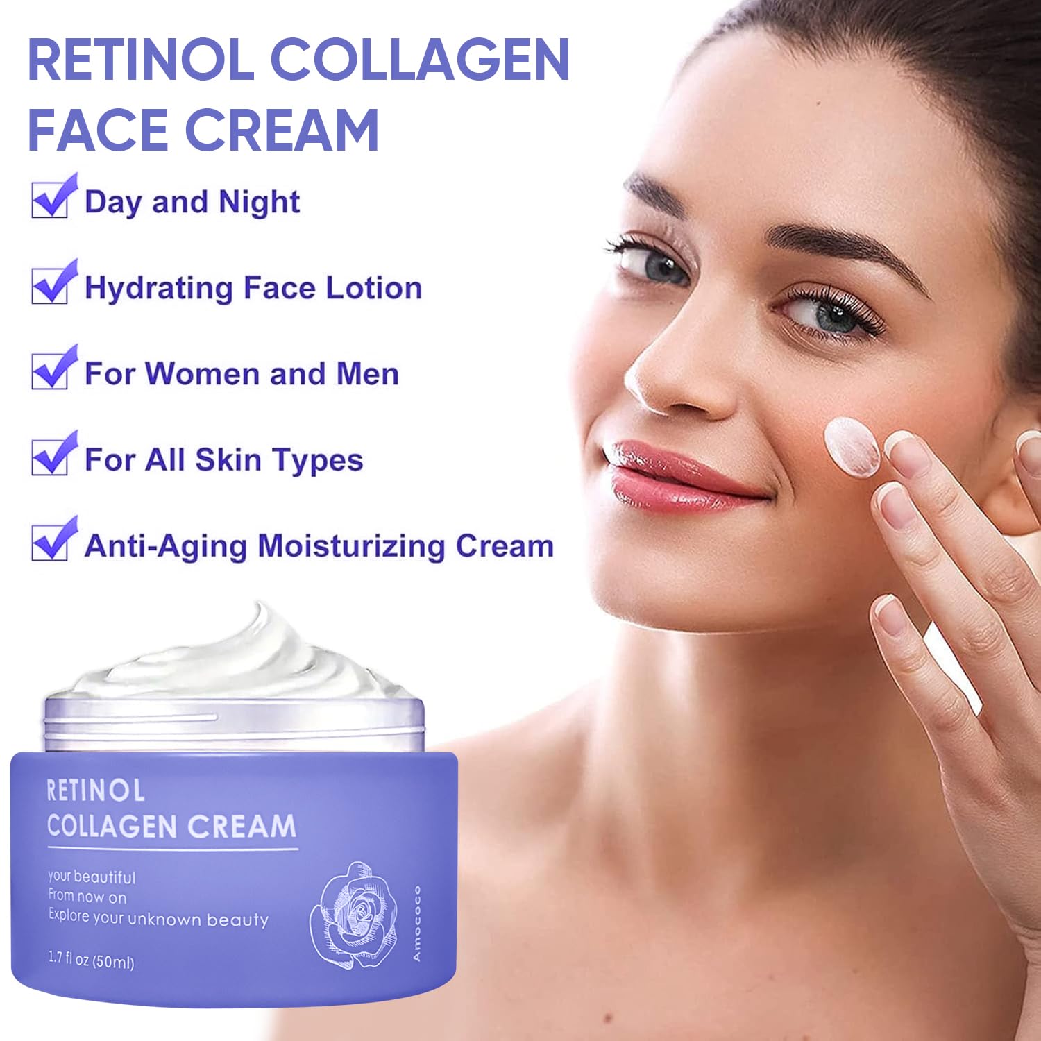 Amazon.com: Amococo 2 Pack Retinol Collagen Cream for Face