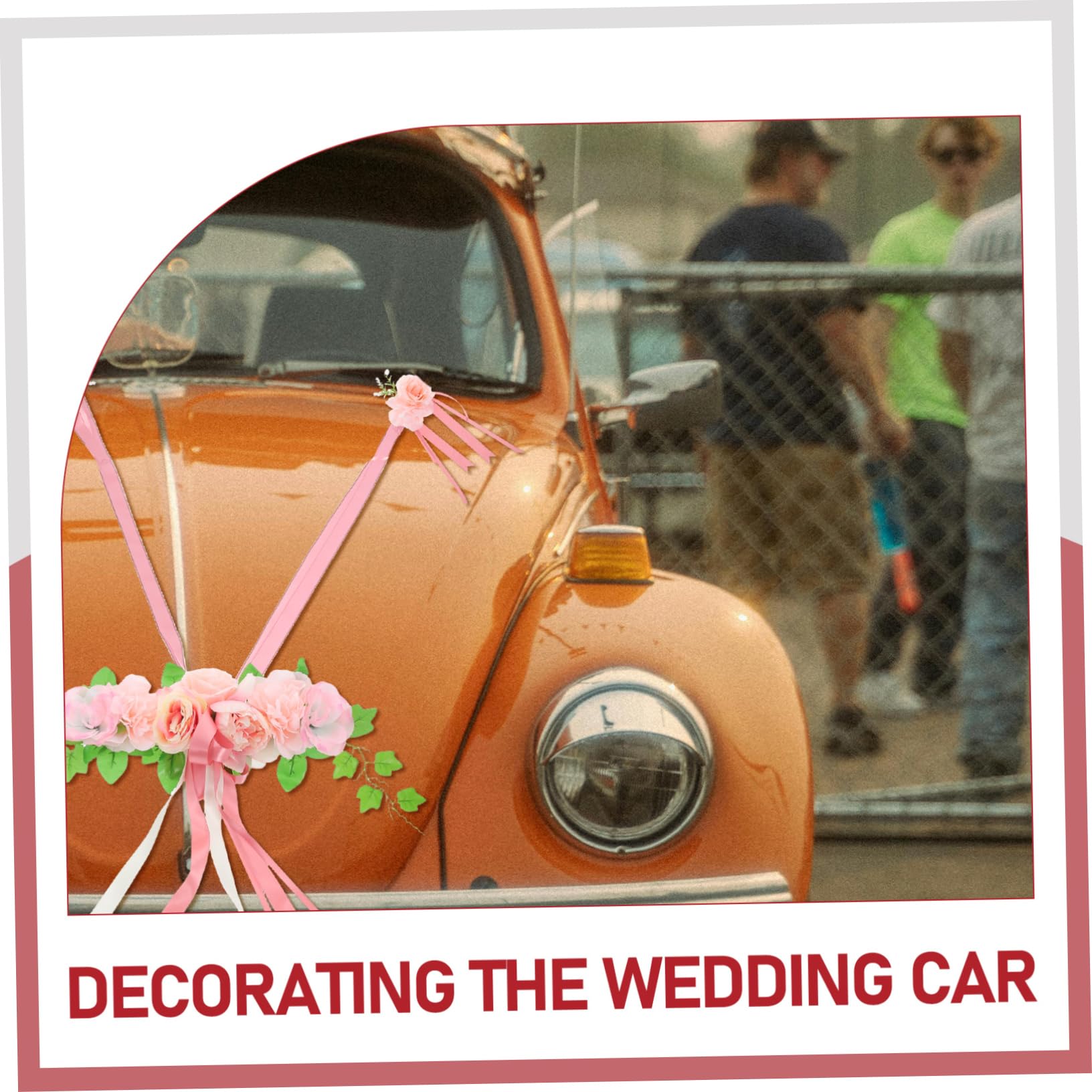 TOPBATHY Auto-hochzeitsdeko mit Schleife und Künstlicher Blumendekoration für Hochzeitsautos und Events mit Ornament und Band für Party-Fotos