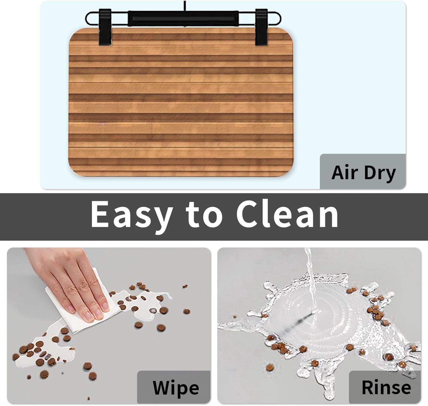 30x45cm Original Wood Color Texture Print Pet Absorbent Feeding Mat - Quick Dry Food Pad/Leather Placemat, for Dog Cat Food Bowl Water