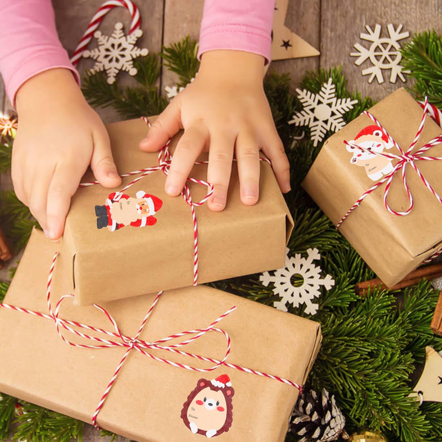 Christmas Gift Tags Stickers, 120 Pcs Christmas Gift Labels Stickers Self-Adhesive Xmas Name Tags for Christmas Gifts Wrap Presents Boxes Decoration - Image 3