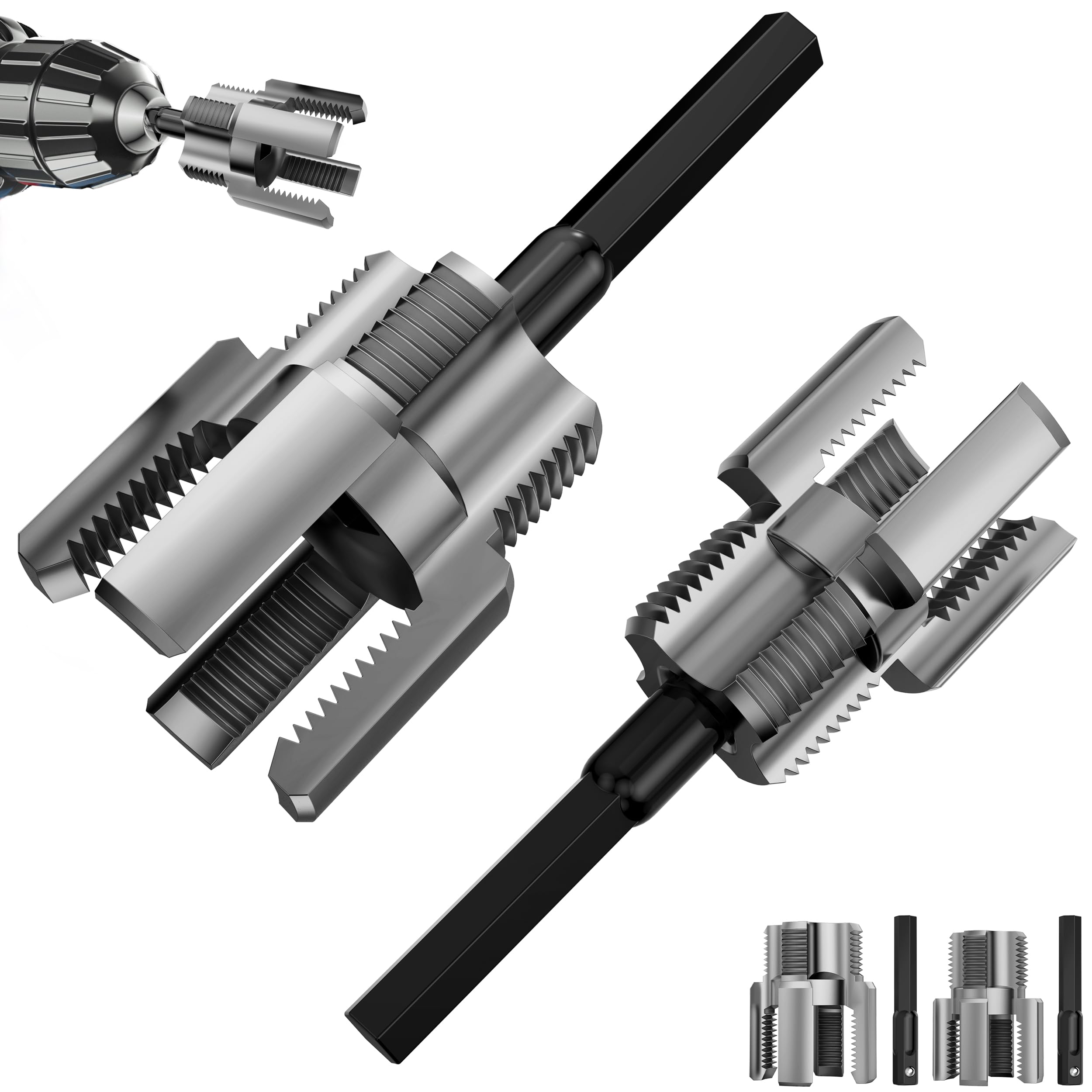 PVC Pipe Threader Kit for PVC and Plastic Pipe Repair, Silver