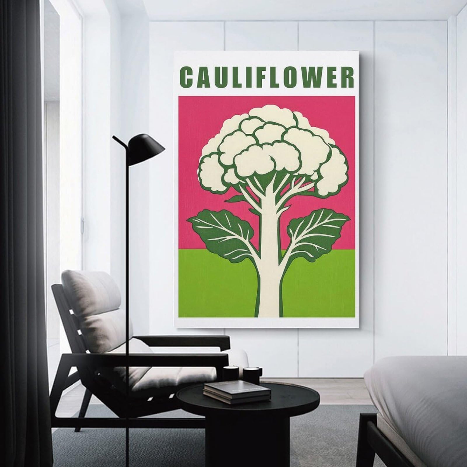Junmoney Unframe-Style Cauliflower Pop Art Kitchen Poster Room Decor Wall Art 24X36inch(60X90cm), For Entrance Walls, Hall Decor Or Foyers, A Neat Decor Update For Hallways