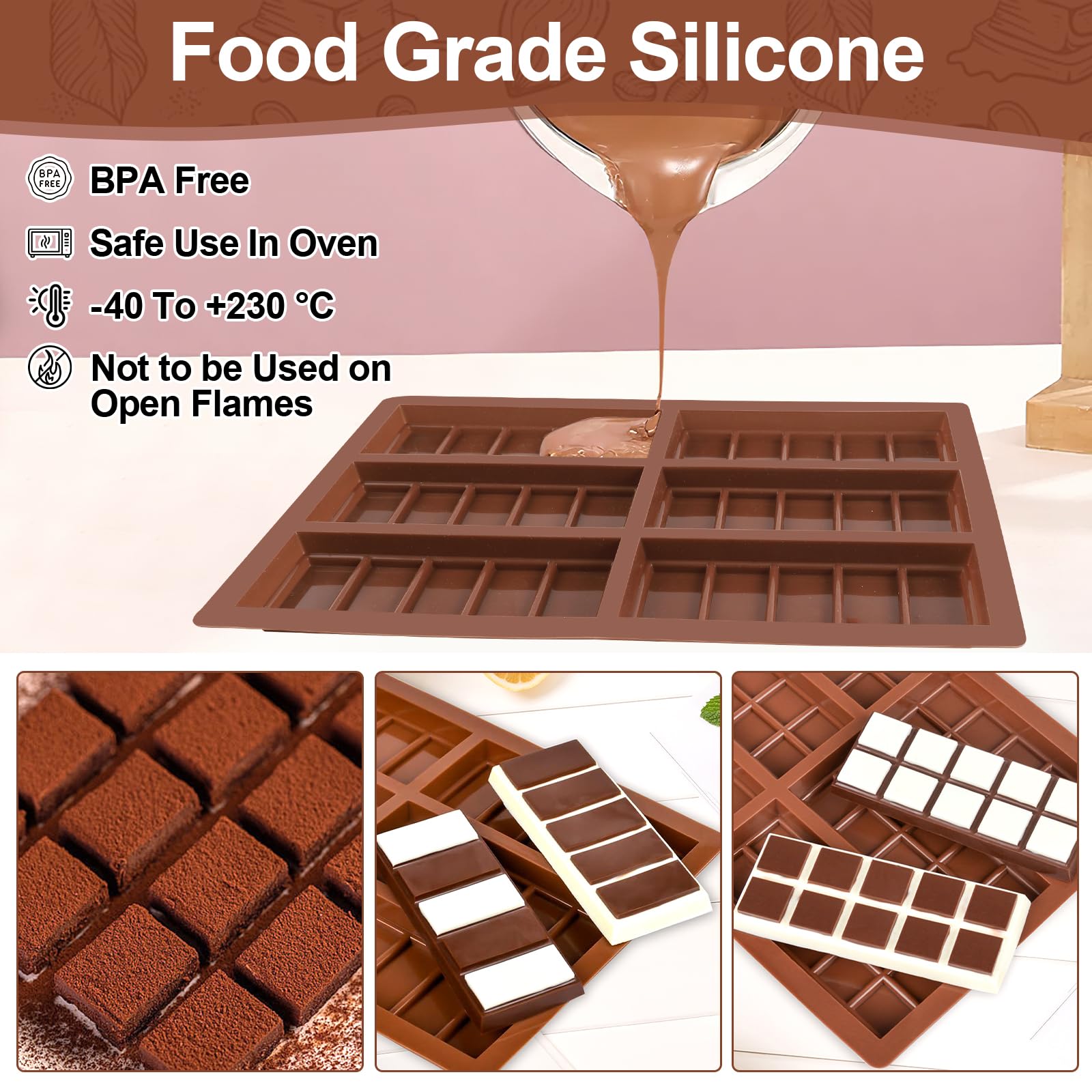 2 Schokoladenformen Aus Silikon – Inkl. Abstreifer & 100 Tüten, Für Selbstgemachte Pralinen & Desserts