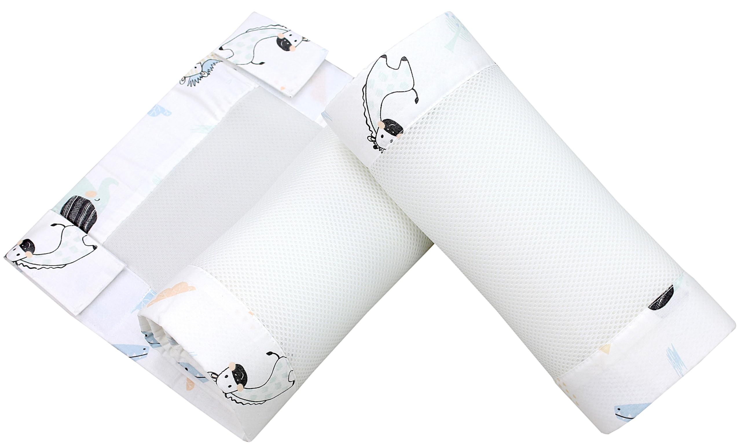 TupTam Protezione Paracolpi per Lettino Nido per Neonati Traspirazione Air Mesh 2 Pack, Animali Blu, ca.128 x 30 cm (per Lettino 140x70)