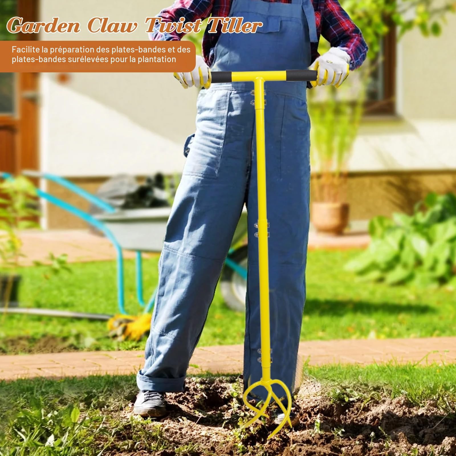 BARAYSTUS Cultivateur de Jardin Avec Manche - Griffe de Sol Manuelle et Désherbage - Twist Tiller Garden Claw