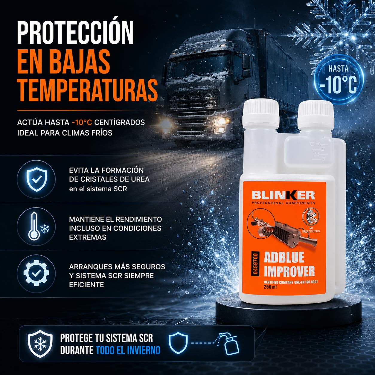 Blinker Adblue Improver, anti cristallisant Adblue, additif moteur diesel Adblue, nettoyant injecteur Adblue, 250 ml (= 120 L d'Adblue)