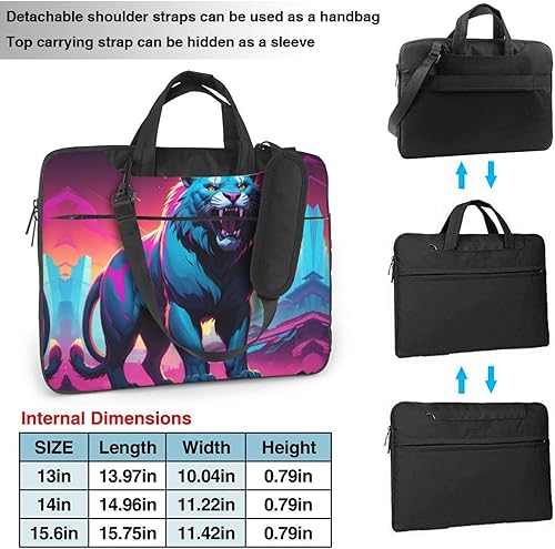 Miniatura 2 de Synthwave Sabertooth Pattern Laptop Bag - with Soft Interior, Multiple Pockets - Ideal for Men, Travel and Business