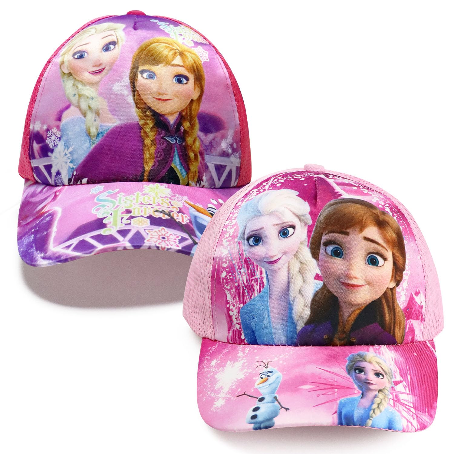 GERRIT Froze Gorra Infantil,FrozeGorra niña,Regalo para Niñas, Gorra Ajustable,Protección UV,con patrón de Elsa,Adecuado para Actividades al Aire Libre(2 PCS)