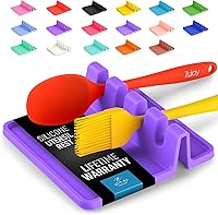 Vista 16 de Zulay - Soporte extragrande de silicona con bandeja antigoteo para múltiples utensilios de cocina, reposacucharas resistente al calor y sin BPA