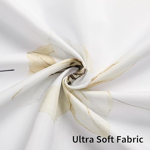 Miniatura 5 de QiyI Cortina de ducha de flores con forro de tela a presión, cortinas de baño de tela floral de acuarela gris, cortinas de ducha sin gancho con