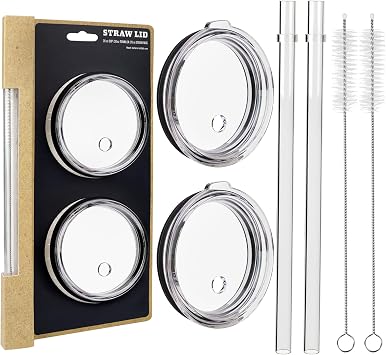 30 oz Tumbler Straw Lid for YETI, 2 Pcs Replacement Lids for Rambler 30 oz Tumbler, 26 oz Cup, 35 oz Straw Mug, Spill Proof Top with Brush, BPA Free and Shatter-proof
