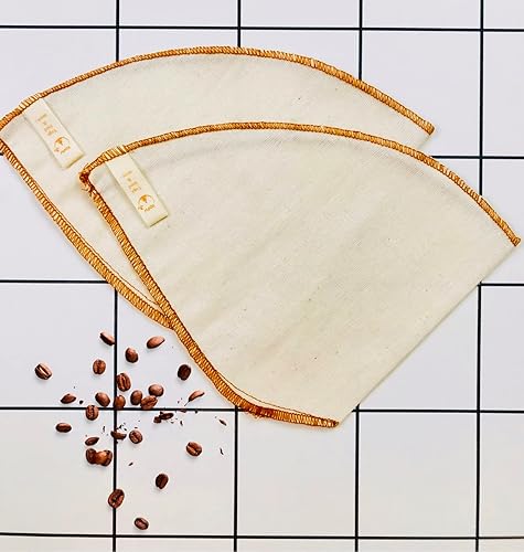 Miniatura 3 de Filtros de café reutilizables de algodón orgánico (2 paquetes, n. 2), calcetín de filtro de café, bolsa de filtro de café lavable, 100% algodón,