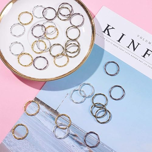 Miniatura 2 de PH PandaHall 200 piezas de anillos de enlace de aleación de 4 colores, estilo tibetano, marcos circulares, encantos, enlaces, conectores de joyería