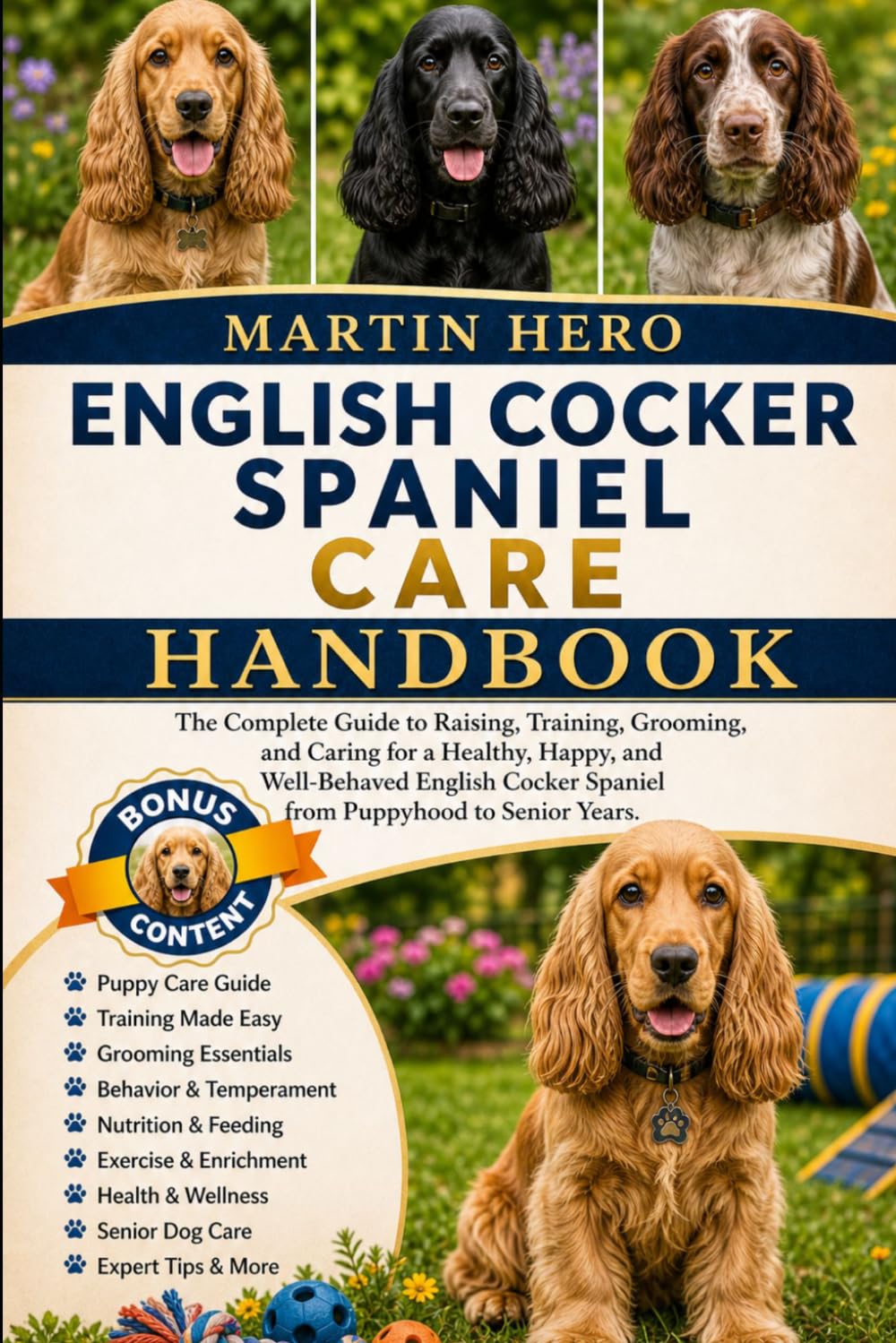ENGLISH COCKER SPANIEL CARE HANDBOOK: The Complete Guide to Raising, Training, Grooming, and Caring for a Healthy, Happy, and Well-Behaved English Cocker Spaniel from Puppyhood to Senior Years.