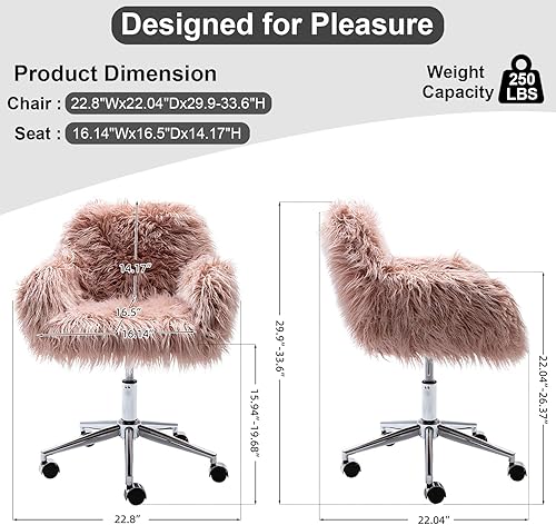 Miniatura 3 de Silla de escritorio rosa de piel sintética para oficina altura ajustable moderna y bonita silla de escritorio silla de tocador para sala de