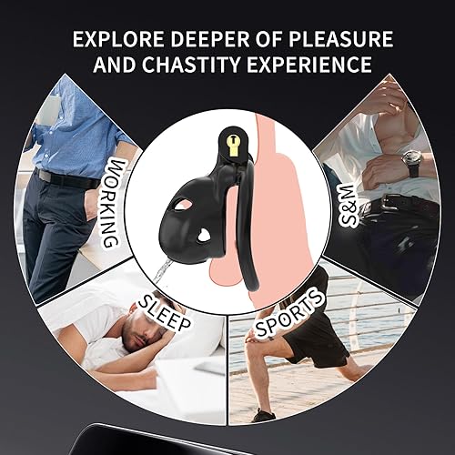 Miniatura 44 de FYJENNICC Love 1.0 - Jaula de castidad – Dispositivo de castidad masculina de resina ligera con bloqueo invisible, equipo de bondage para hombres