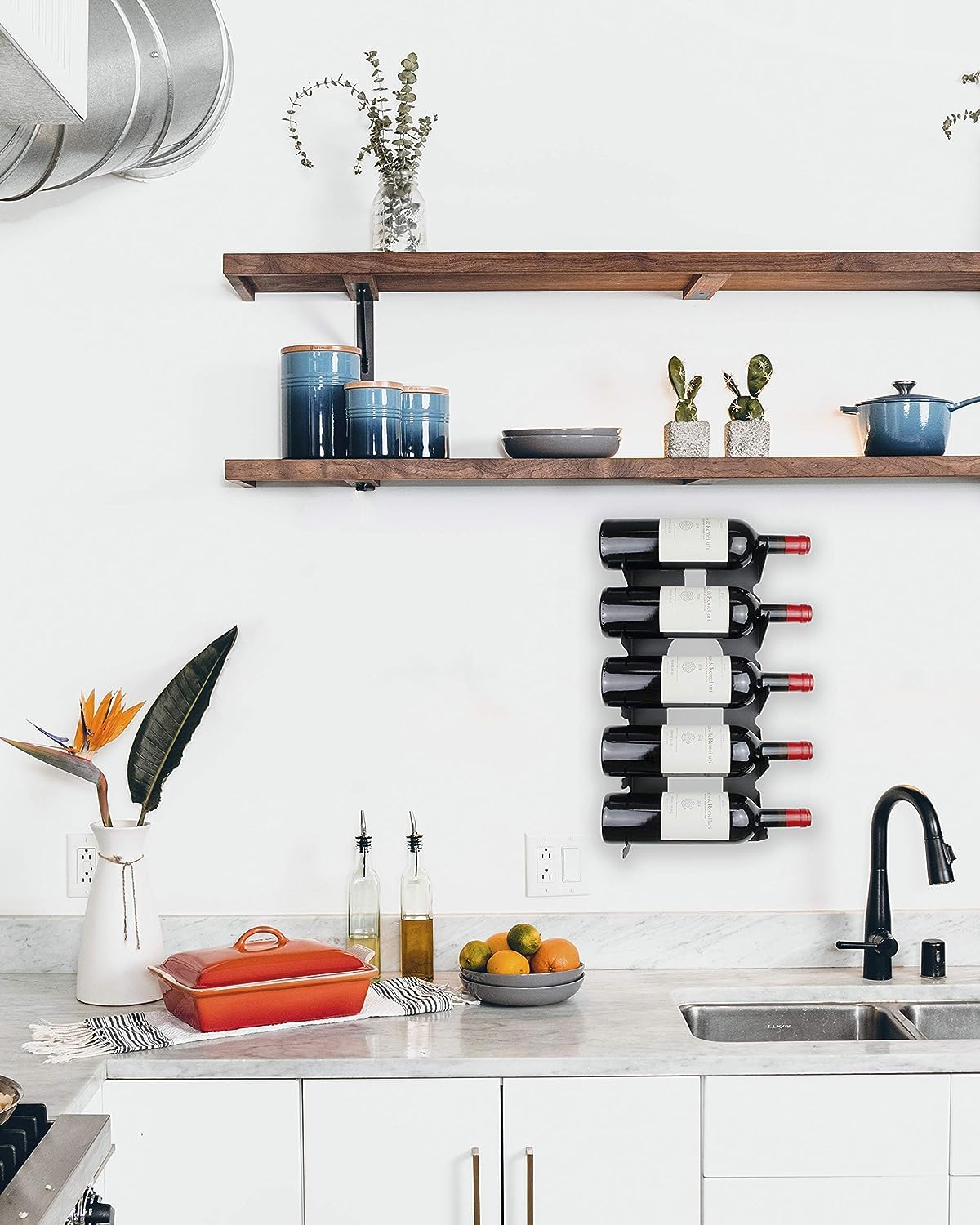 Lot de 2 Casier à Bouteilles | pour 5 Bouteilles | 100% Acier | Fabriqué en Europe | Range Bouteille | Porte Bouteille | Range Bouteille Vin | Porte Bouteille Mural | Rangement Bouteille
