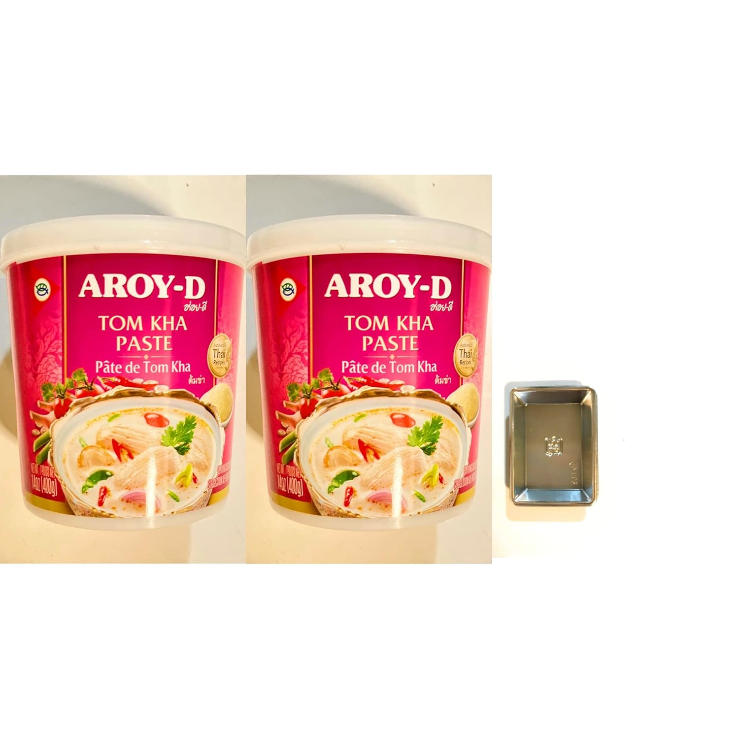 2 Pack Aroy-D Tom Kha Paste (14 Oz Each Pack) And 2 Soy Sauce Dish