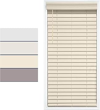 TailorView, Customizable Faux Wood Horizontal Window Blinds, Cordless, 2 Inch Smooth Slats, Color - Oyster/Alabaster Ivory/Cream, Outside or Inside Mount
