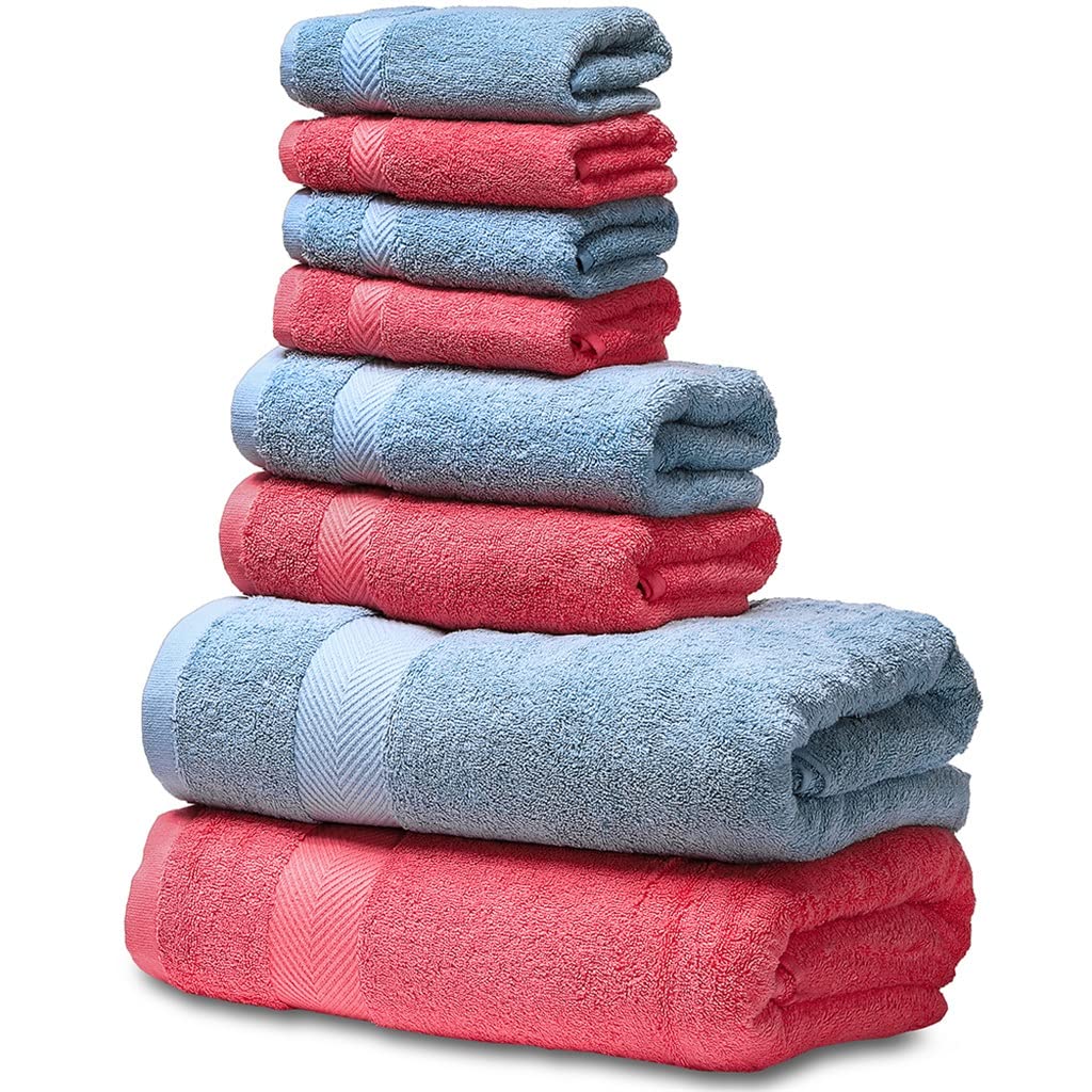 Bath Towel Set 2 Large Bath Towels 2 Hand Towels 4 Washcloths Cotton Highly Absorbent Bathroom Towels Pack
