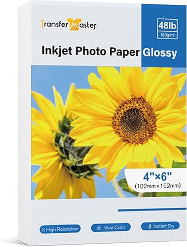 120 hojas de papel fotográfico brillante de 4 x 6 pulgadas, papel fotográfico brillante profesional de 48 libras para impresoras de inyección de