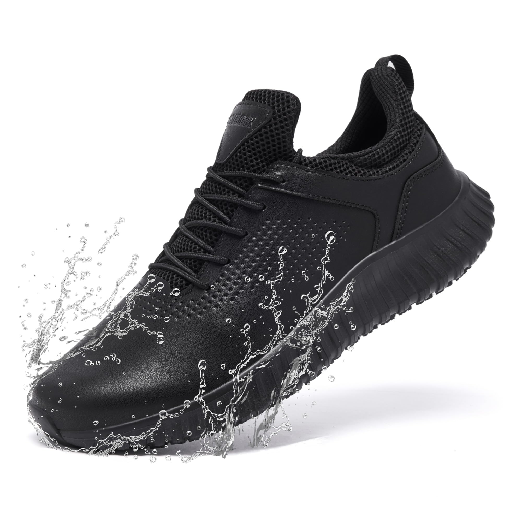 SHULOOK Kochschuhe Herren rutschfeste Schuhe Küche Wasserfeste Schuhe Outdoor Gastro Kellner Leicht Bequeme Sneaker Ohne Stahlkappe Schwarz EU 43