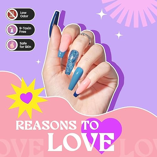 Miniatura 5 de Juego de esmaltes de uñas de gel neón de 6 colores, rosa intenso, amarillo, azul, naranja, con calcomanías de uñas estilo vacaciones, kit de arte de