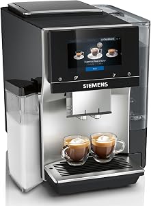 SIEMENS EQ700 Fully Automatic Bean to Cup Coffee Machine, 5″ Touch Screen Display, Cold Brew/Slow Brew, Integrated Milk Container, 30+ Coffee Beverages, Home Connect, TQ713GB3