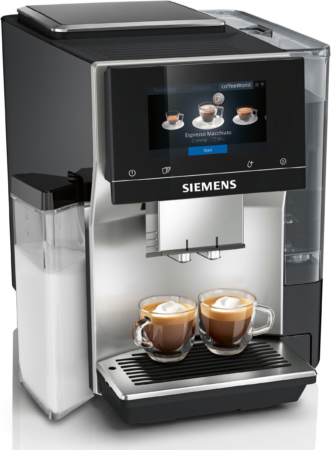 EQ700 Fully Automatic Bean to Cup Coffee Machine, 5" Touch Screen Display, Cold Brew/Slow Brew, Integrated Milk Container, 30+ Coffee Beverages, Home Connect, TQ713GB3