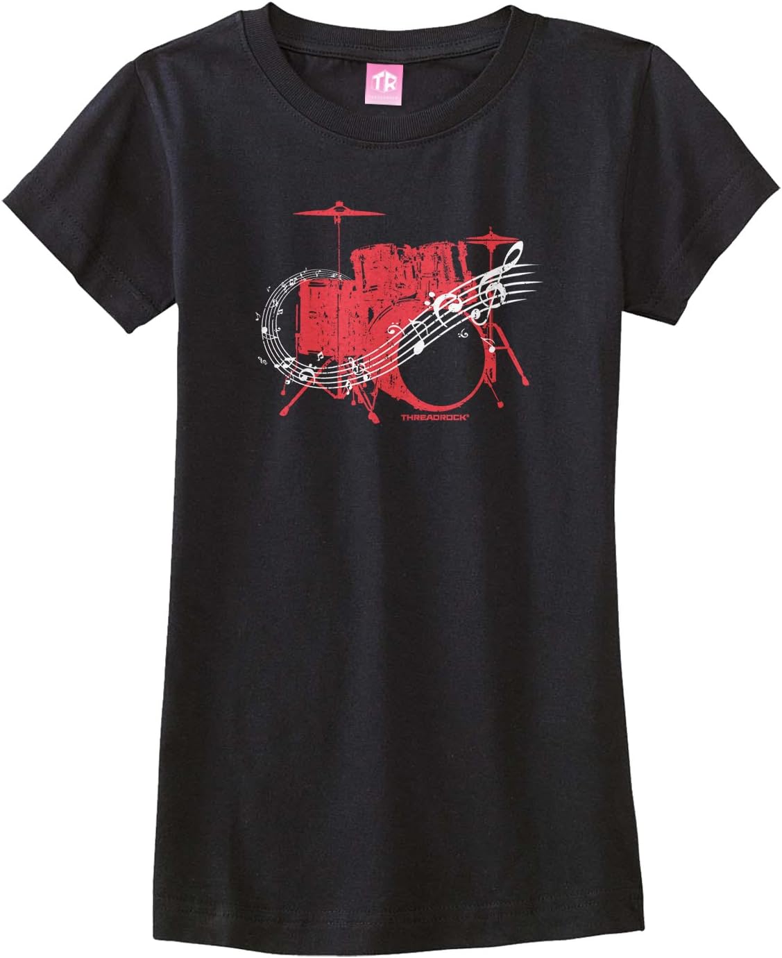 Threadrock Big Girls' Drum Kit Fitted T-Shirt