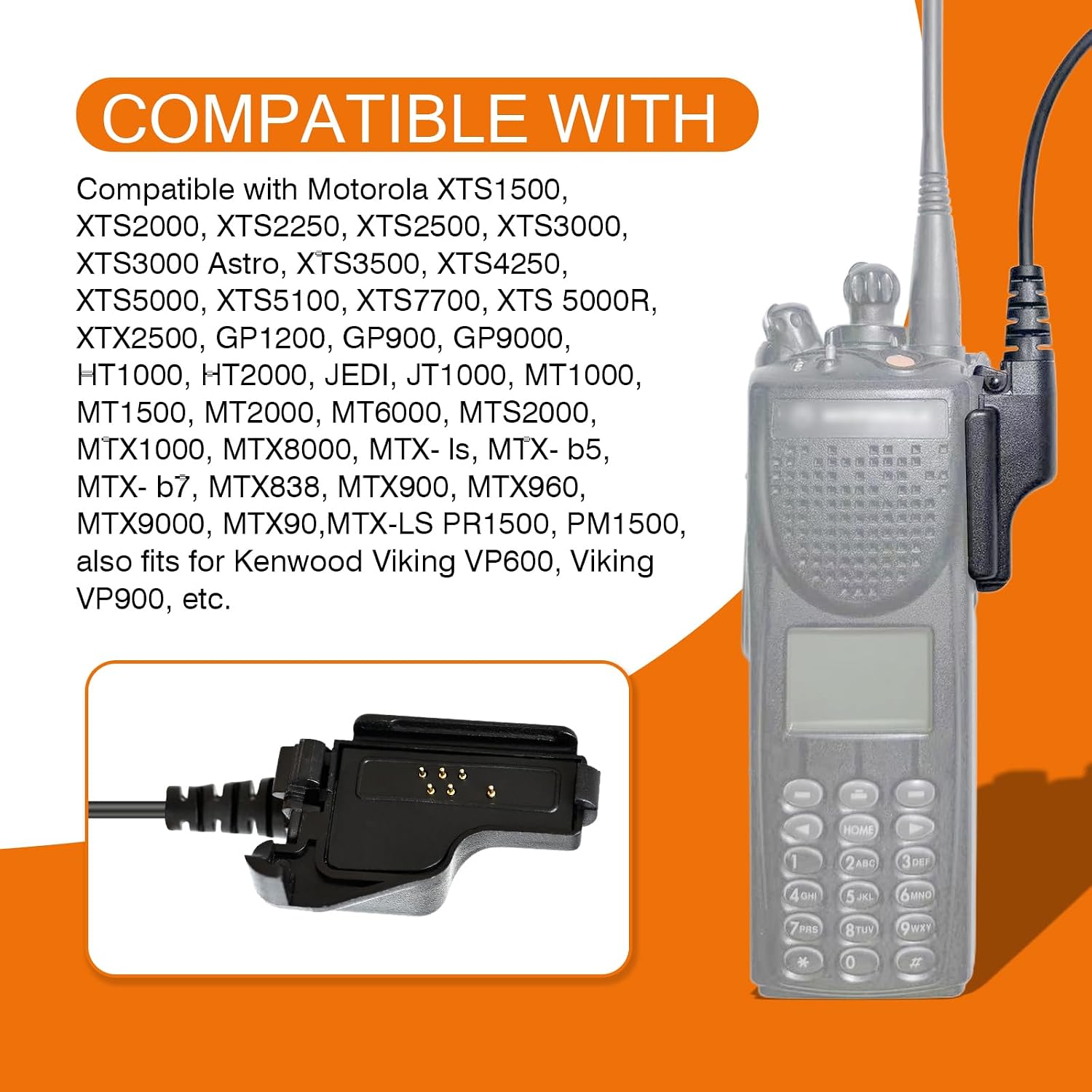 IP65 Waterproof Shoulder Mic for Motorola XTS1500 XTS2500 XTS3000 XTS3500 XTS5000 XTS5000r JT1000 HT1000 and Kenwood Viking VP900 VP5000 VP6000 VP8000 Radios