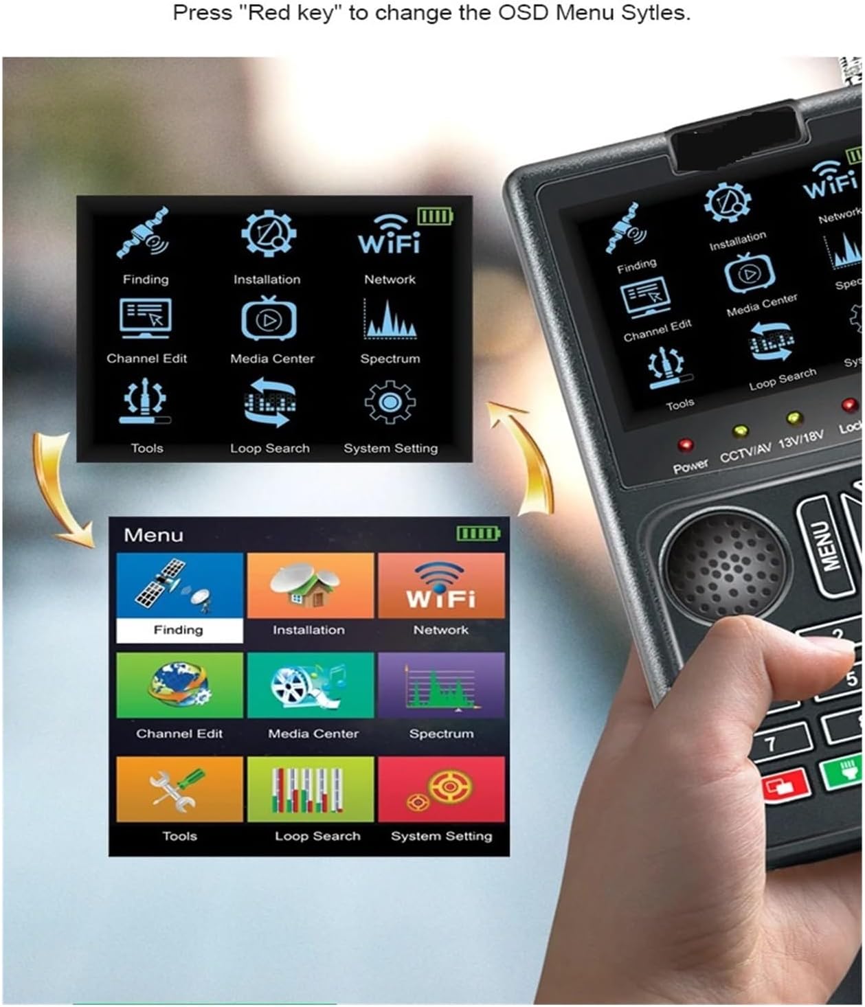 HD デジタル衛星ファインダー コンボ 3.5 インチ TFT スクリーン ライブ ビデオ プログラム テレビ受信機 放送受信アンテ