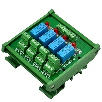 Electronics-Salon DIN Rail Mount 4 DPDT Signal Relay Interface Module, DC 5V Version.