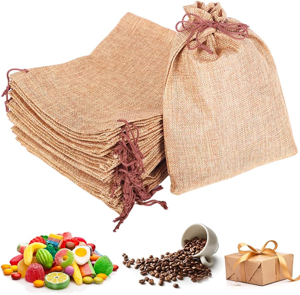 LYSXP 50PCS Burlap Bags with Drawstring,7x9 Inch Drawstring Gift Bag Jewelry Pouches for Wedding Party Favors, DIY Craft Christmas Presents - Image 7